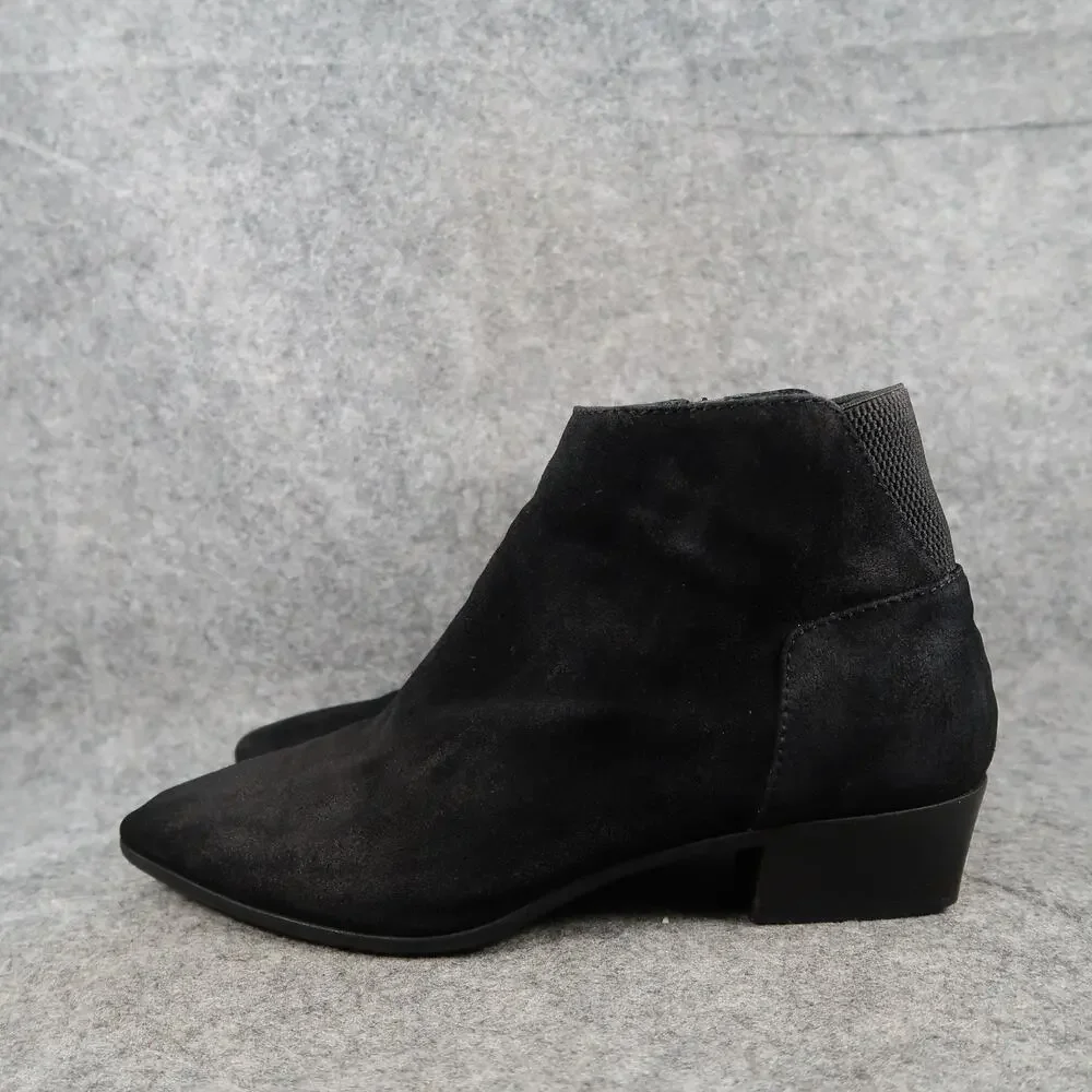 Aquatalia Shoes Womens 8 Booties Franca Ankle Boot Leather Almond Toe Black Zip